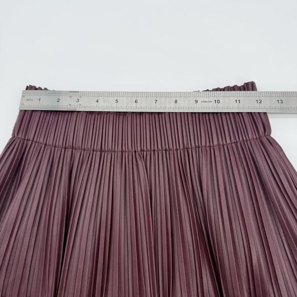 Avec Les Filles Faux Leather Pleated A Line Mini Skirt Burgundy Womens S - Picture 12 of 12
